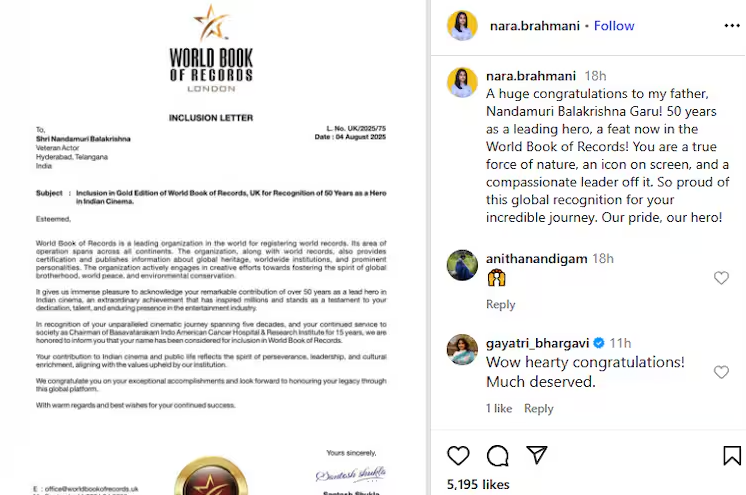 Balakrishna World Book of Records UK