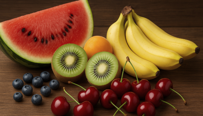 Watermelon, Kiwi, Banana, Cherries