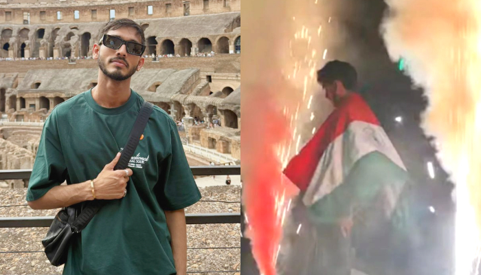 Talha Anjum Waves Indian Flag